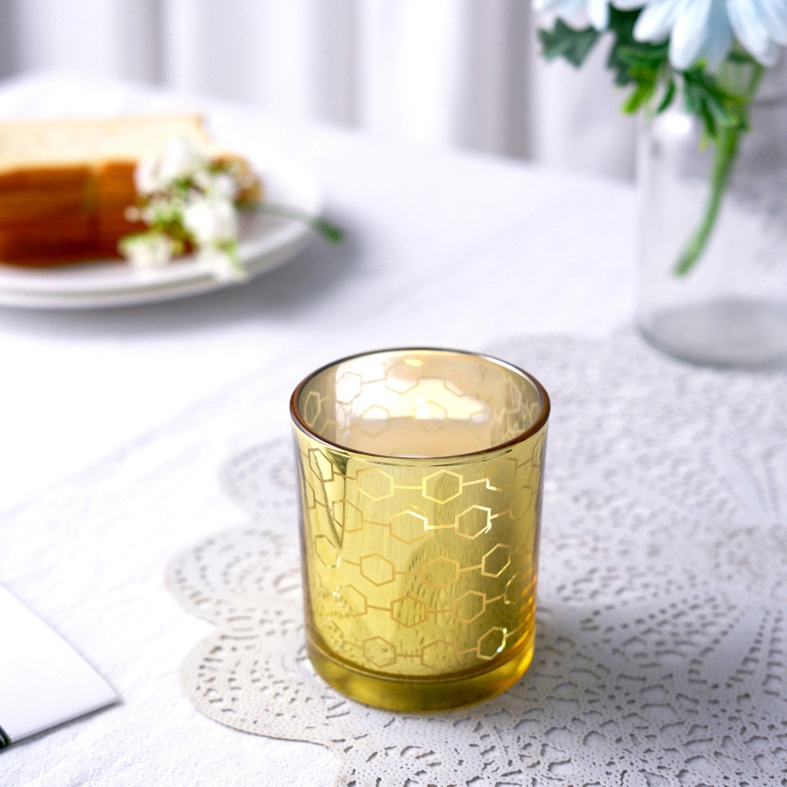 Efavormart 6 Pack Gold Mercury Glass Votive Candle Holders Honeycomb Design Tealight Holders for Home Decor Weddings Parties Table Centerpieces Efavormart 6 Pack Gold Mercury Glass Votive Candle Holders Honeycomb Design Tealight Holders for Home Decor Weddings Parties Table Centerpieces